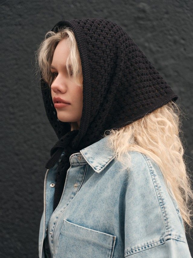 Women's headscarf CONTE LDK25194, s.42*108, black - 2