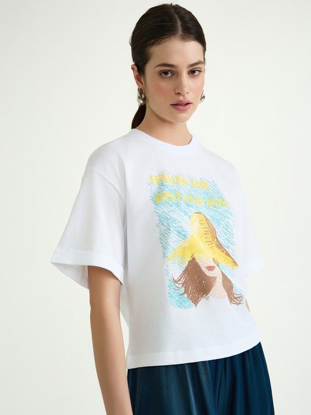 Women's polo neck shirt CONTE ELEGANT LD 3039, s.170-100, white-sun girl - 4
