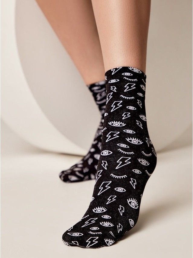 Women's socks CONTE ELEGANT FANTASY, s.23-25, nero-bianco - 1