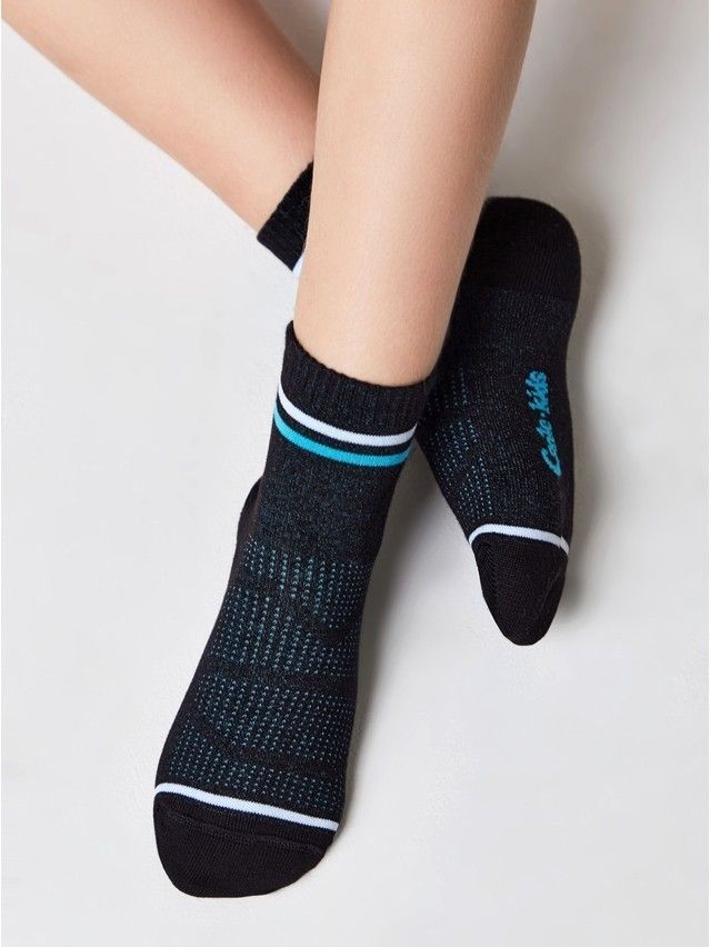 Children's socks ACTIVE (short) 13S-34SP, s. 24-26, 508 black-turquoise - 4