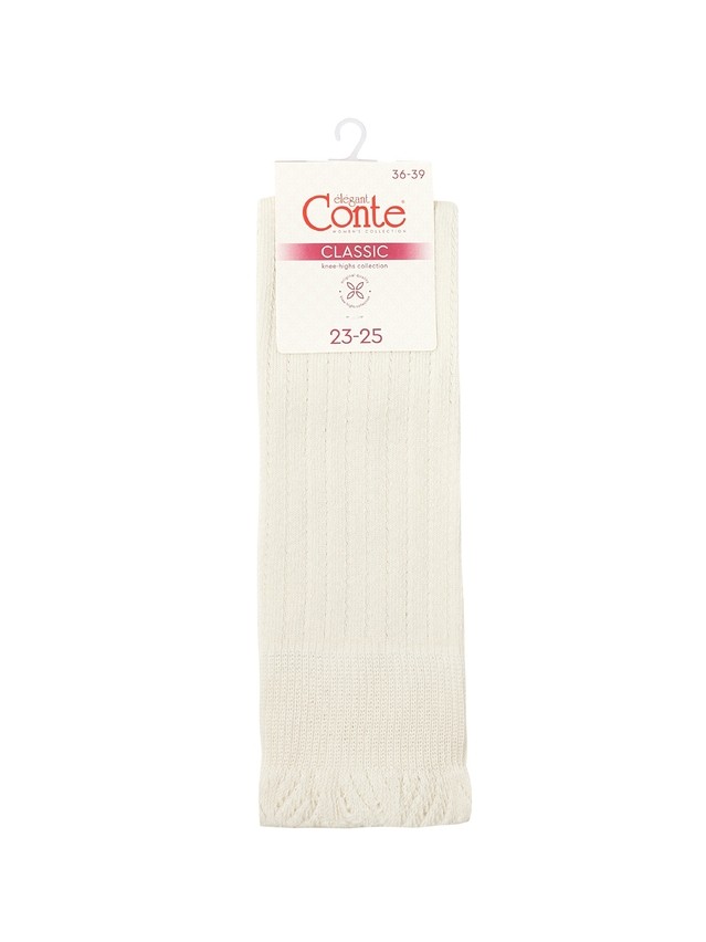 Women's knee high socks CONTE ELEGANT CLASSIC, s.23-25, 011 milky - 3