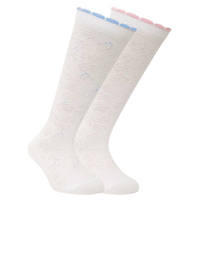 Children's knee high socks CONTE-KIDS BRAVO, s.30-32, 033 white-light pink - 1