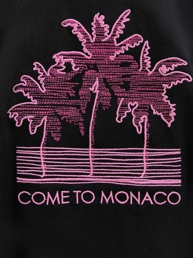Women's polo neck shirt CONTE ELEGANT LD 3041, s.170-84, black-pink palms - 6