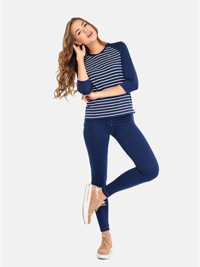 Women's polo neck shirt CONTE ELEGANT LD 627, s.158,164-84, dark blue-white - 3