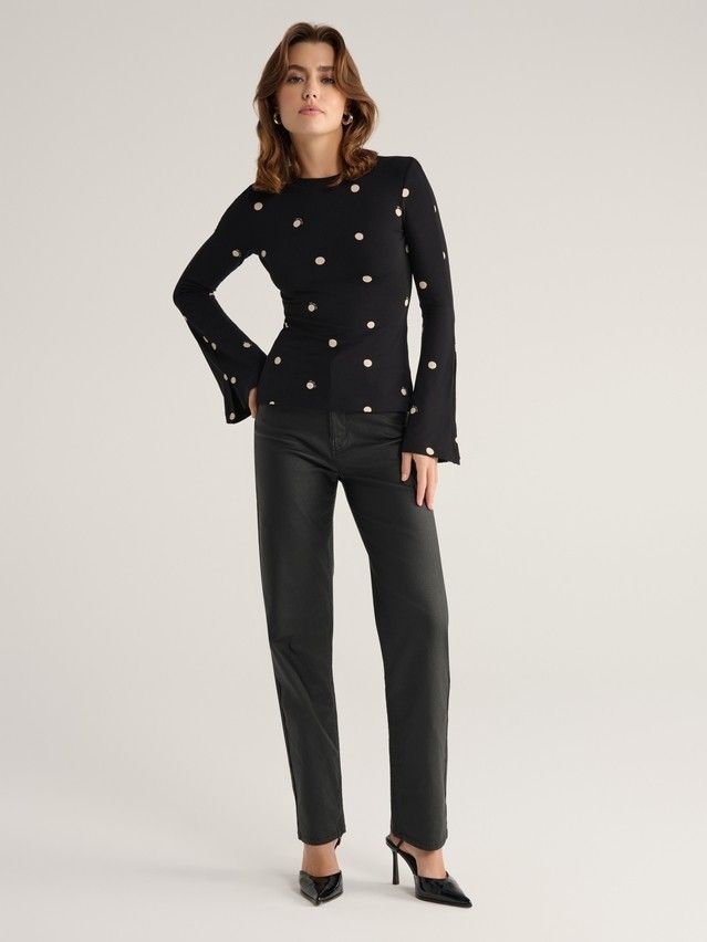 Women's polo neck shirt CONTE ELEGANT LD 3147, s.170-92, black-dots - 1