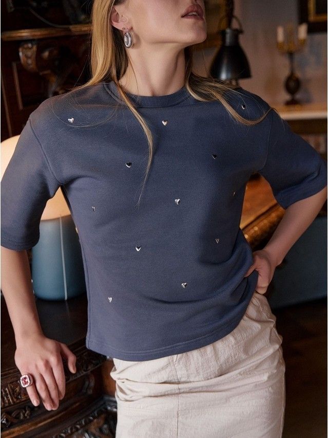Women's polo neck shirt CONTE ELEGANT LD 3154, s.170-84, graphite - 1