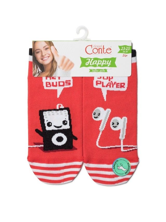 Women's cotton socks HAPPY 19С-114SP, rives. 36-39, 167 red - 3