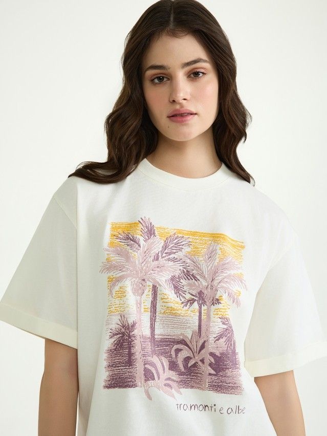 Women's polo neck shirt CONTE ELEGANT LD 3037, s.170-92, milk-palms - 1
