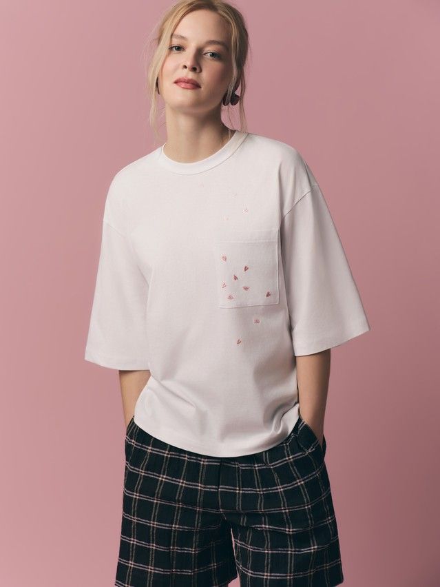 Women's polo neck shirt CONTE LD 3451, s.170-88, white-hearts - 1