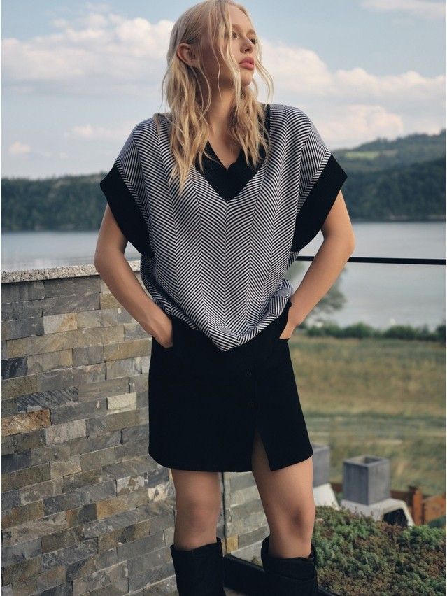 Women's vest CONTE ELEGANT LDK2393, s.170-84, black-white - 2