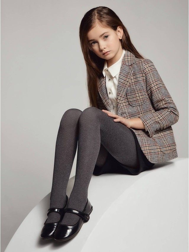 Fancy children's tights CONTE ELEGANT MELANGE, s.146-152, grafit - 1