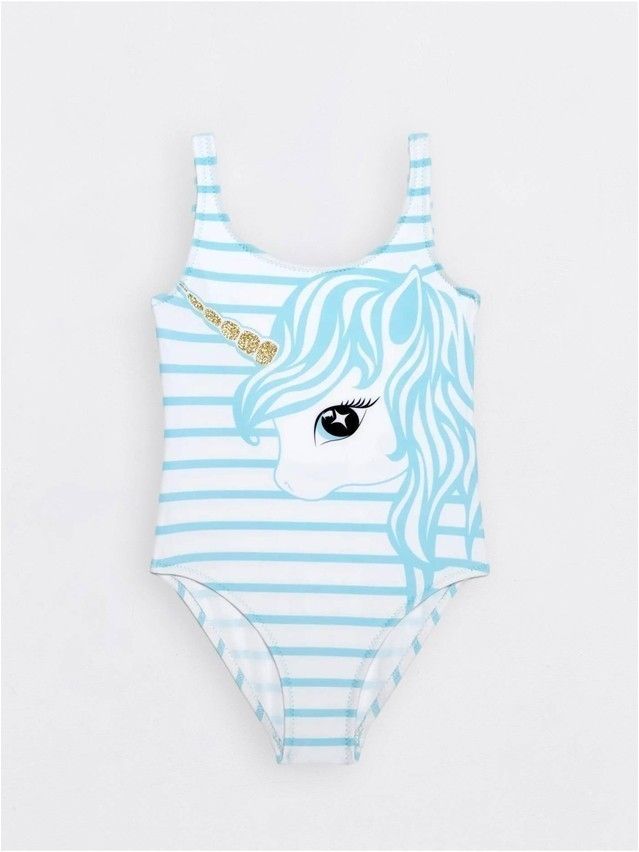Swimsuit for girls CONTE ELEGANT UNICORN, s.110,116-56, white-blue - 1