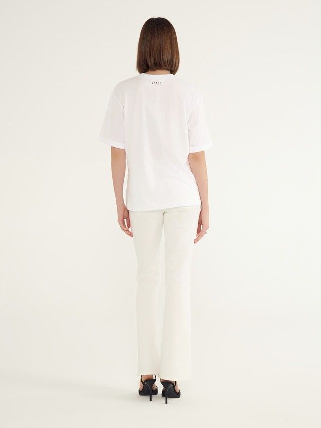Women's polo neck shirt CONTE ELEGANT LD 3037, s.170-92, white-peonies - 4