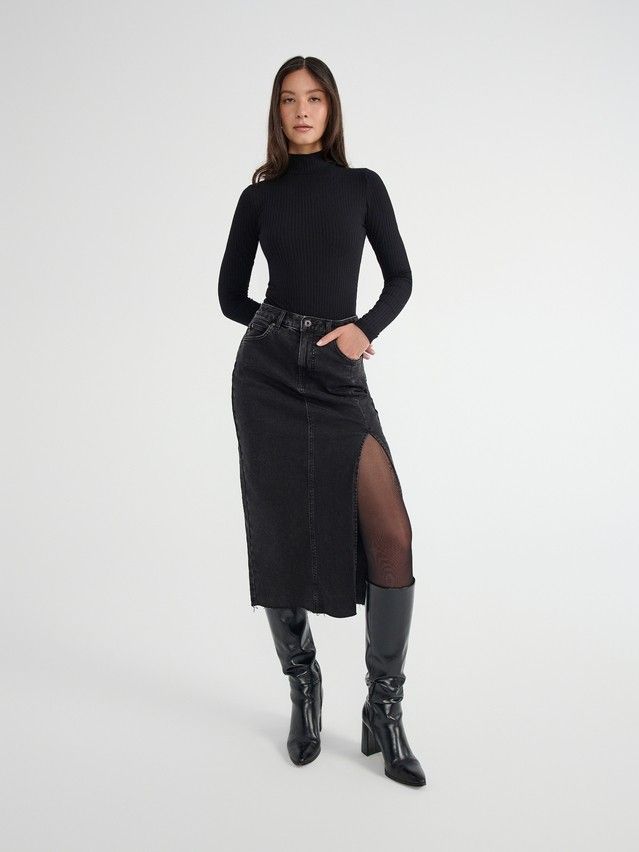 Denim skirt CONTE ELEGANT CON-685, s.170-90, washed black - 4