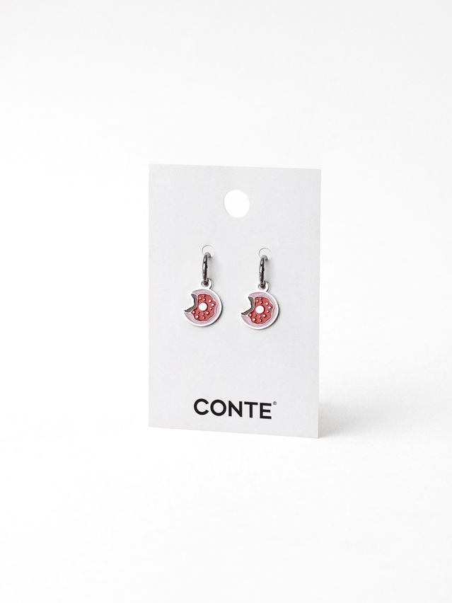 Metal earings CONTE donut (2 pieces),- 6