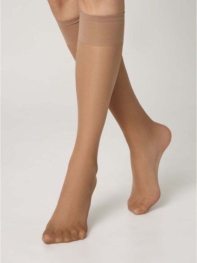 Women's knee high socks CONTE ELEGANT SOLO 40 (2 pairs) (box),s.23-25, bronz - 1