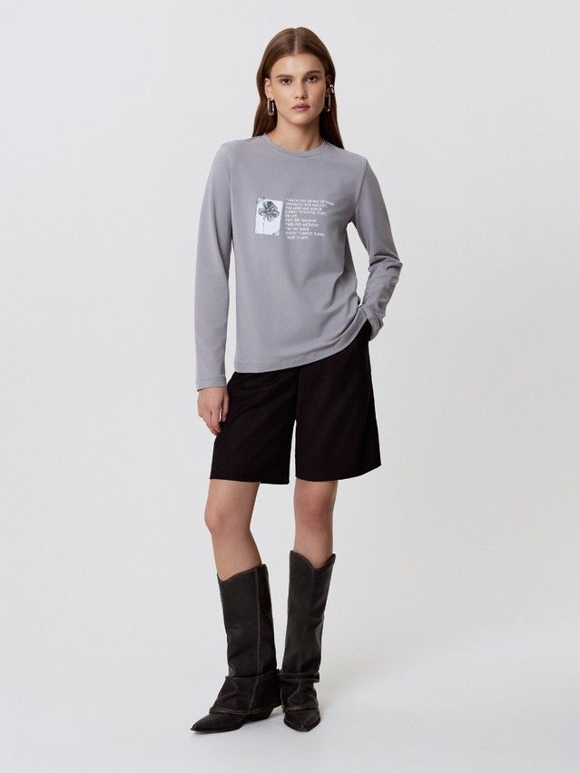 Women's polo neck shirt CONTE LD 3287, s.170-88, grey-flower - 3