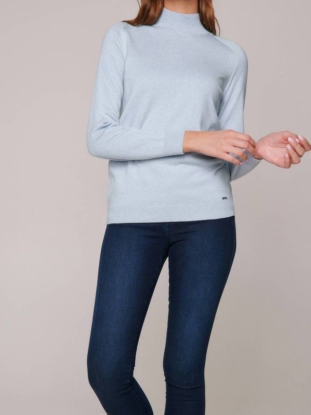 Women's polo neck shirt CONTE ELEGANT LDK099, s.170-84, light steel blue - 1