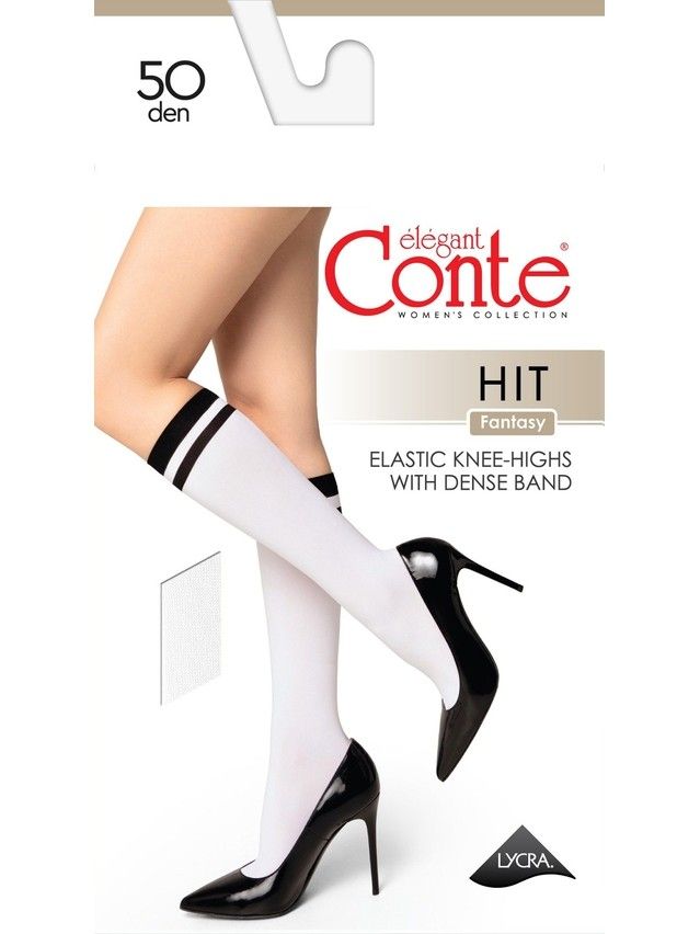 Women's knee high socks CONTE ELEGANT HIT, s.23-25, bianco - 4