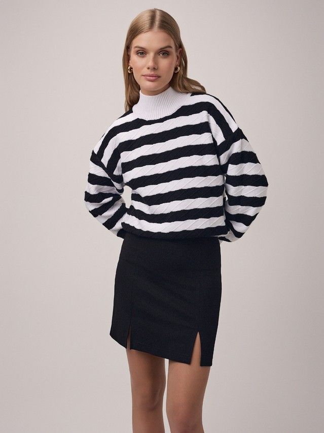 Women's pullover CONTE ELEGANT LDK2399, s.170-84, white-black - 3