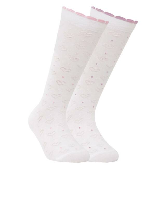 Children's knee high socks CONTE-KIDS BRAVO, s.21-23, 030 white-light pink - 1