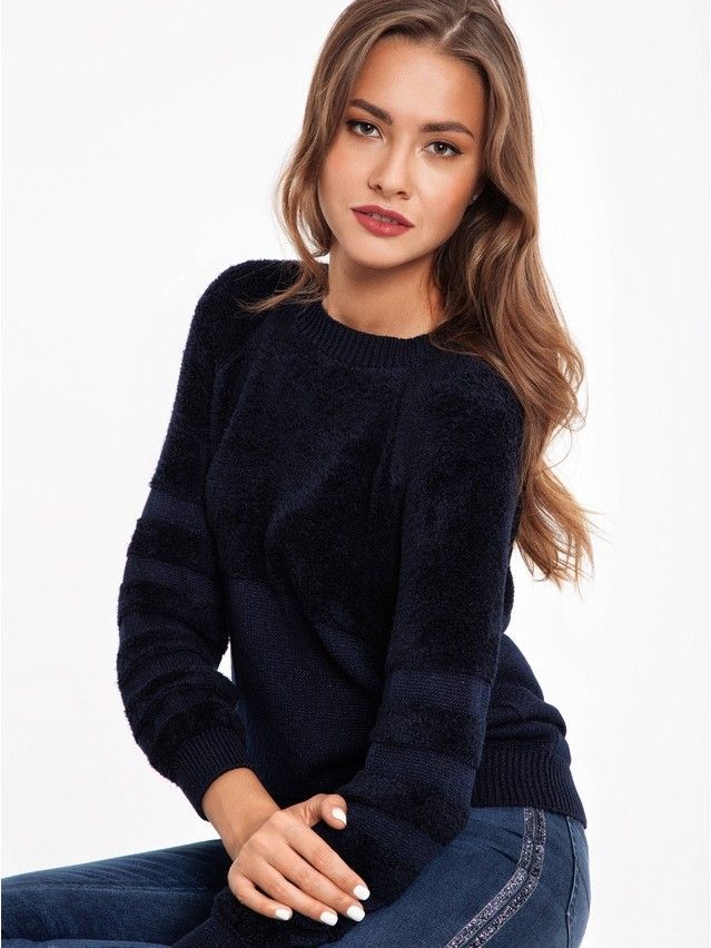 Women's polo neck shirt CONTE ELEGANT LDK041, s.170-84, dark blue - 1