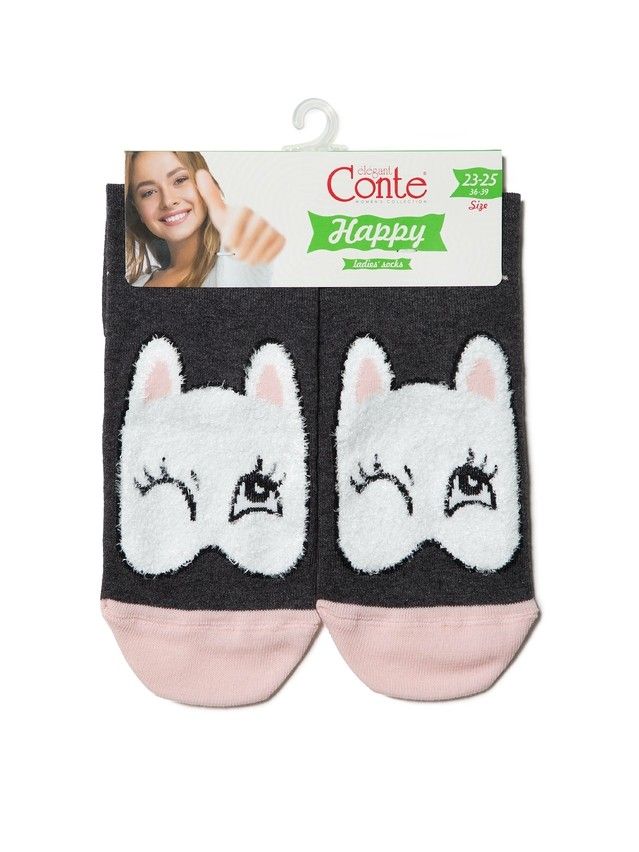 Women's socks CONTE ELEGANT HAPPY, s.23-25, 422 dark grey - 3
