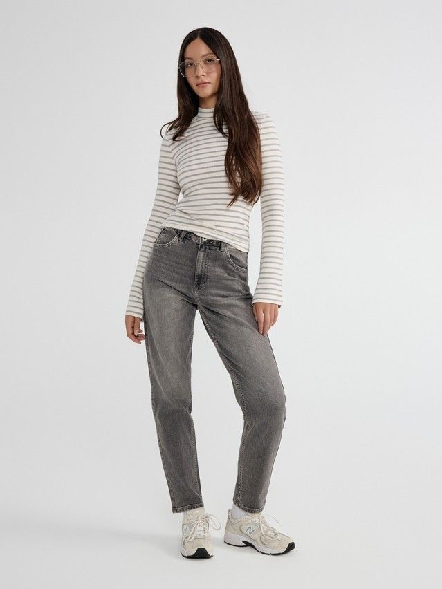 Women's polo neck shirt CONTE ELEGANT LD 2798, s.170-92, grey-milk - 3