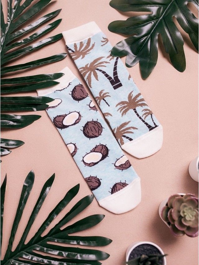 Women's cotton socks HAPPY 18С-227SP, rives. 36-39, 165 pale turquoise - 1
