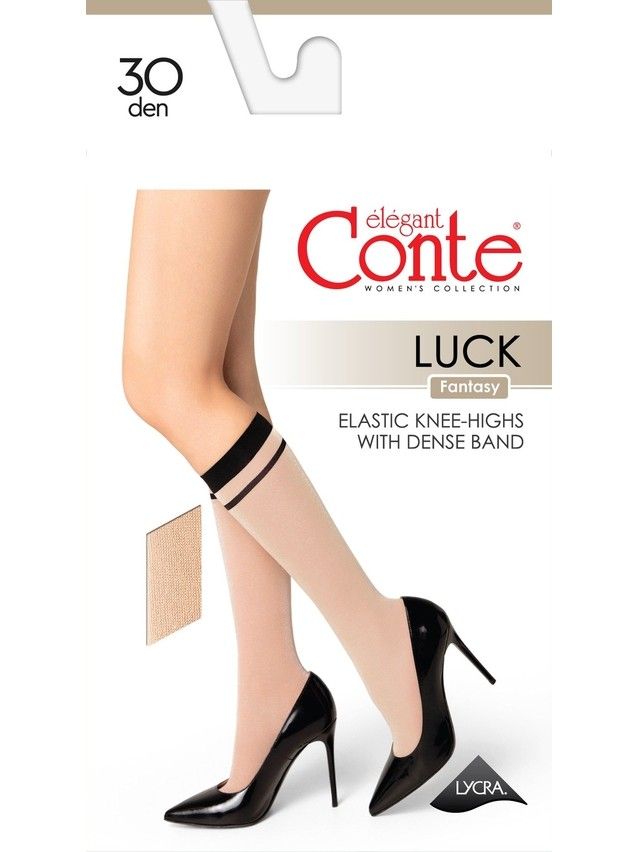 Women's knee high socks CONTE ELEGANT LUCK, s.23-25, gold-natural - 3