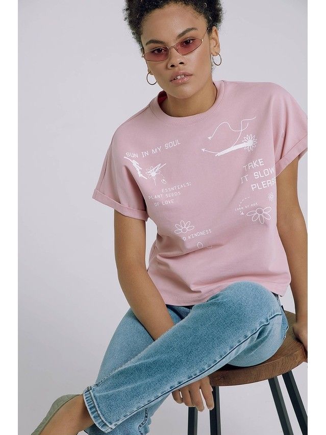 Women's polo neck shirt CONTE ELEGANT LD 1773, s.170-84, romantic pink - 1