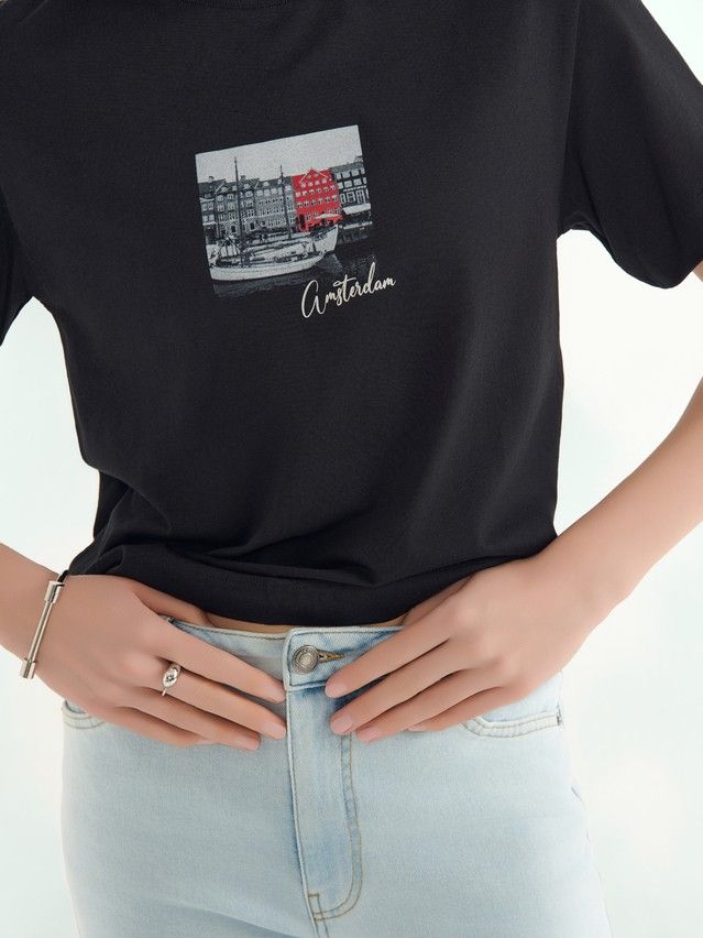 Women's polo neck shirt CONTE ELEGANT LD 3029, s.170-92, black-amsterdam - 4