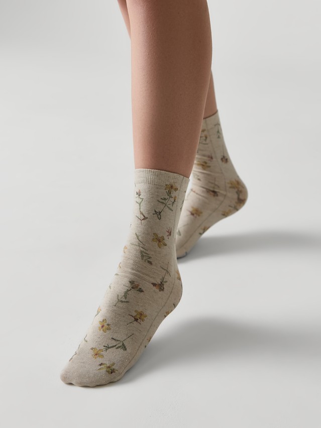 Women's socks CONTE FLOWERS, s.23-25, 1156 beige - 1