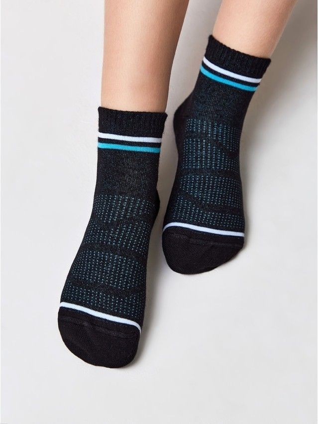 Children's socks ACTIVE (short) 13S-34SP, s. 24-26, 508 black-turquoise - 2