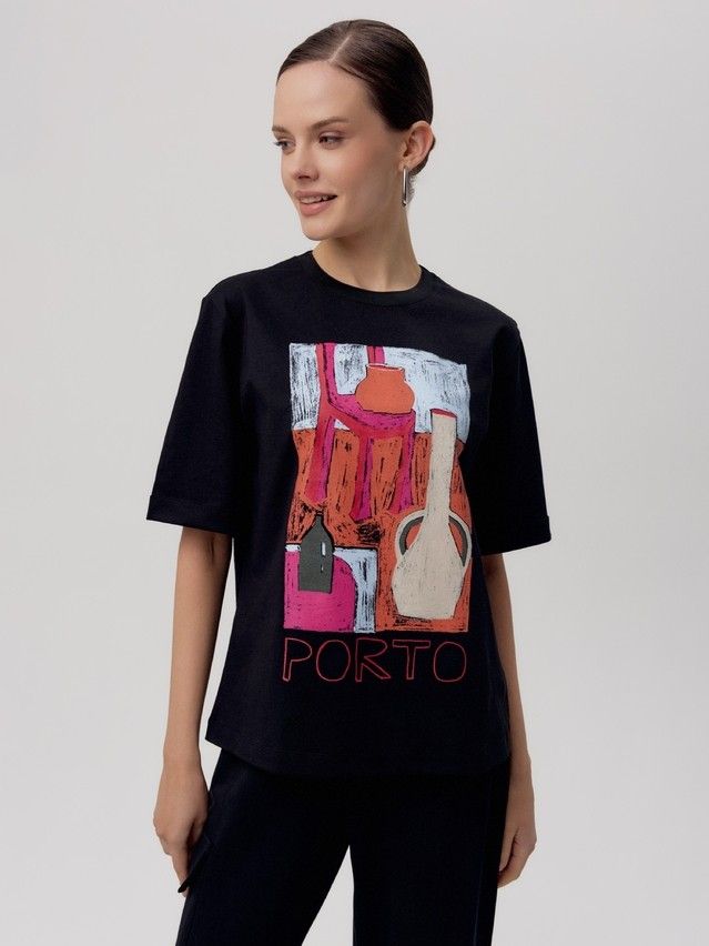 Women's polo neck shirt CONTE ELEGANT LD 2710, s.170-92, black-porto - 1