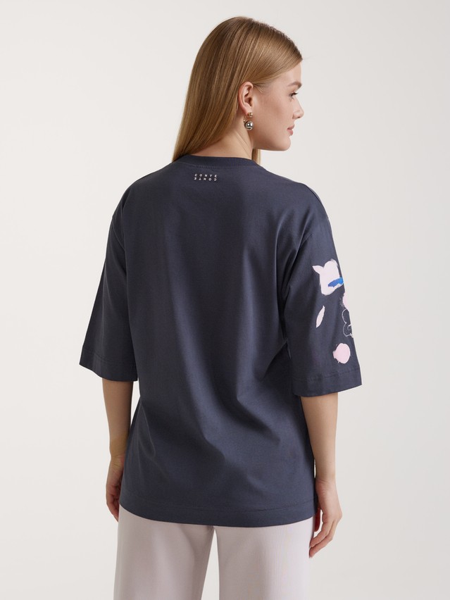 Women's polo neck shirt CONTE ELEGANT LD 3034, s.170-84, graphite-city flowers - 4