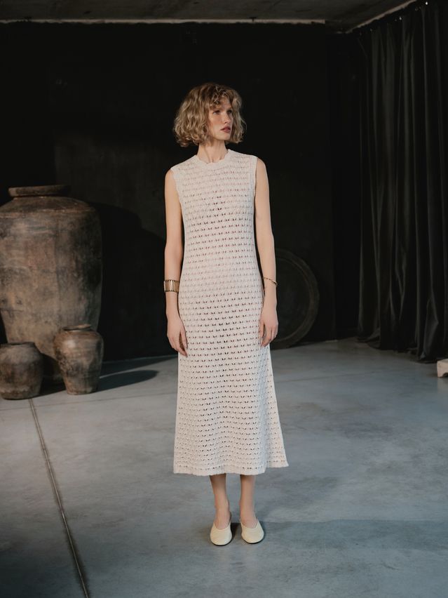 Women's dress CONTE ELEGANT LDK2569, s.170-84-90, ecru - 1