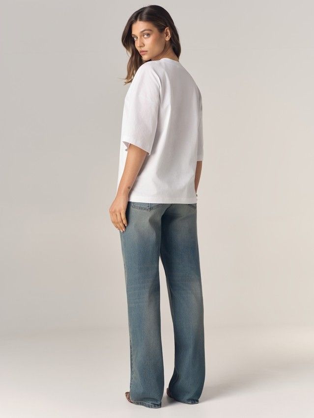 Women's polo neck shirt CONTE LD 3468, s.170-84, white-poppies - 6