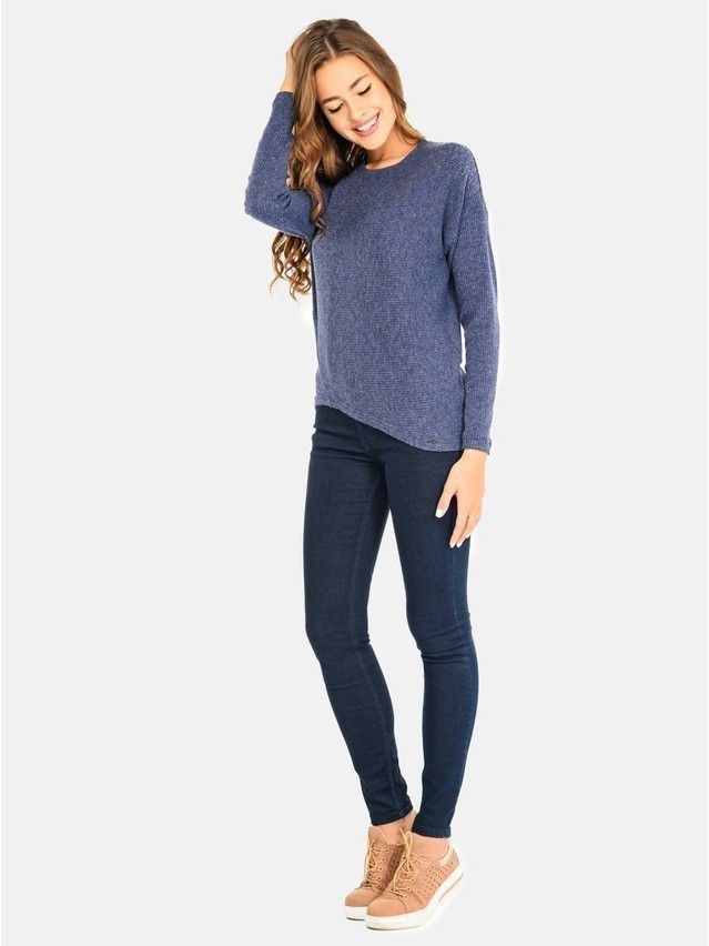 Women's polo neck shirt CONTE ELEGANT LD 675, s.158,164-100, denim - 1