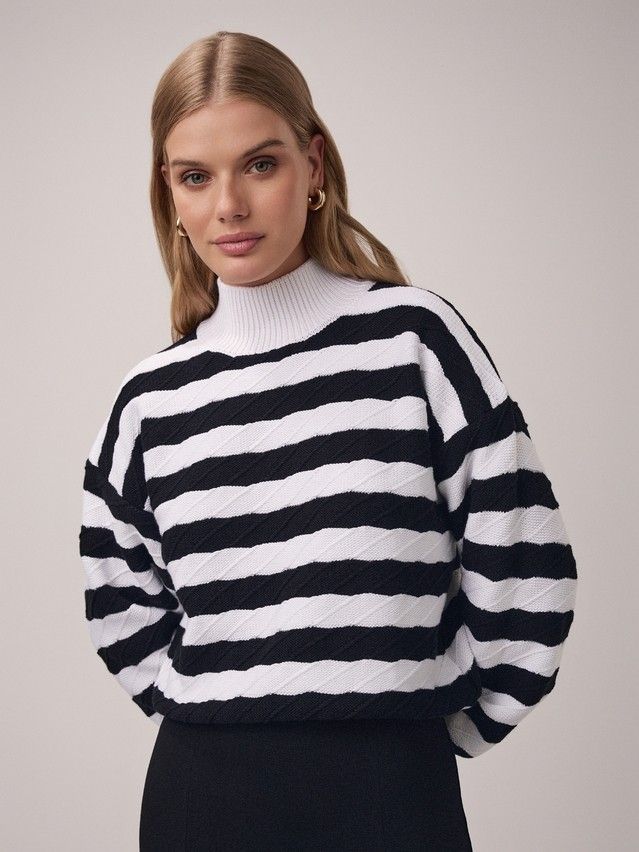 Women's pullover CONTE ELEGANT LDK2399, s.170-84, white-black - 4