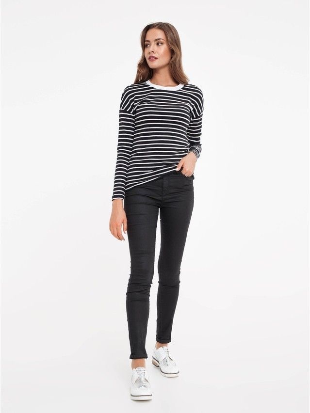Women's polo neck shirt CONTE ELEGANT LD 827, s.170-100, black-white - 3