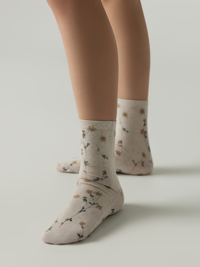 Women's socks CONTE FLOWERS, s.23-25, 1153 beige - 1