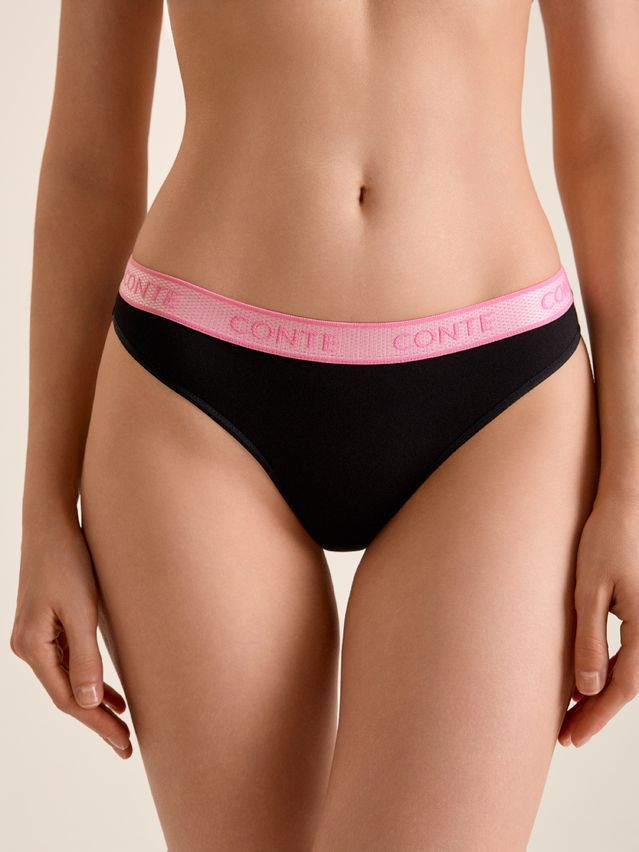 Women's panties CONTE ELEGANT PRINT DOTS LB 2545, s.90, black-pink - 1