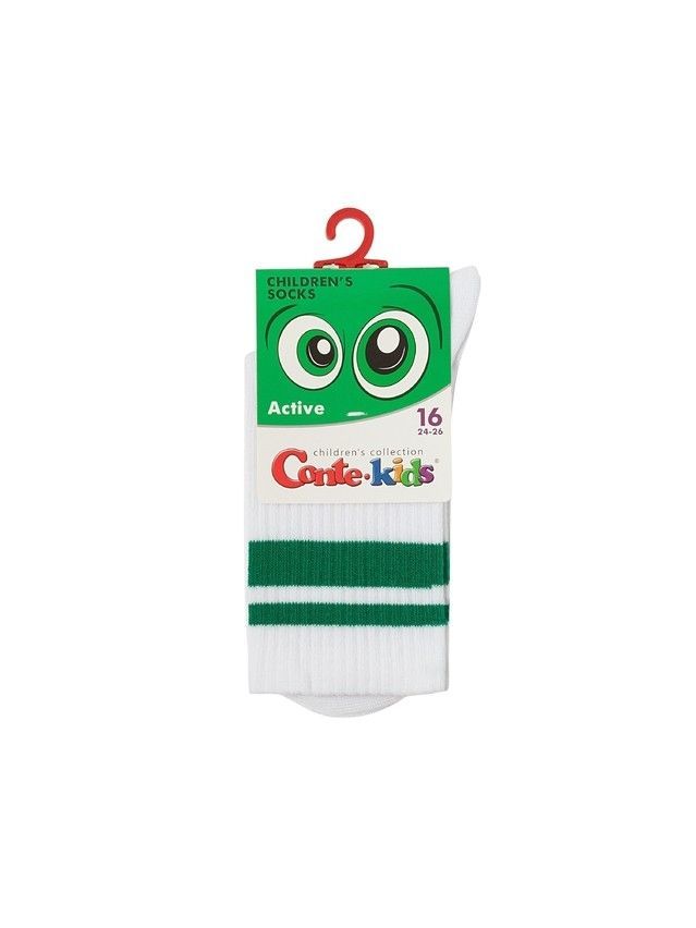 Children's socks CONTE-KIDS ACTIVE, s.16, 1020 white-light green - 5