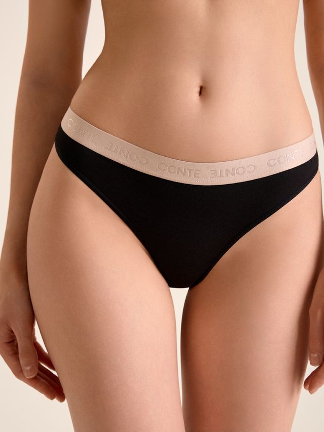 Women's panties CONTE ELEGANT PRINT DOTS LB 2545, s.90, black-light almond - 1