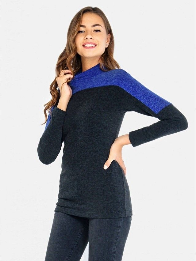 Women's polo neck shirt CONTE ELEGANT LD 669, s.158,164-84, black-dark blue - 1