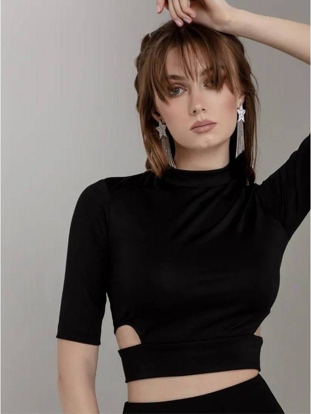 Women's polo neck shirt CONTE ELEGANT LD 1718, s.170-84, black - 1