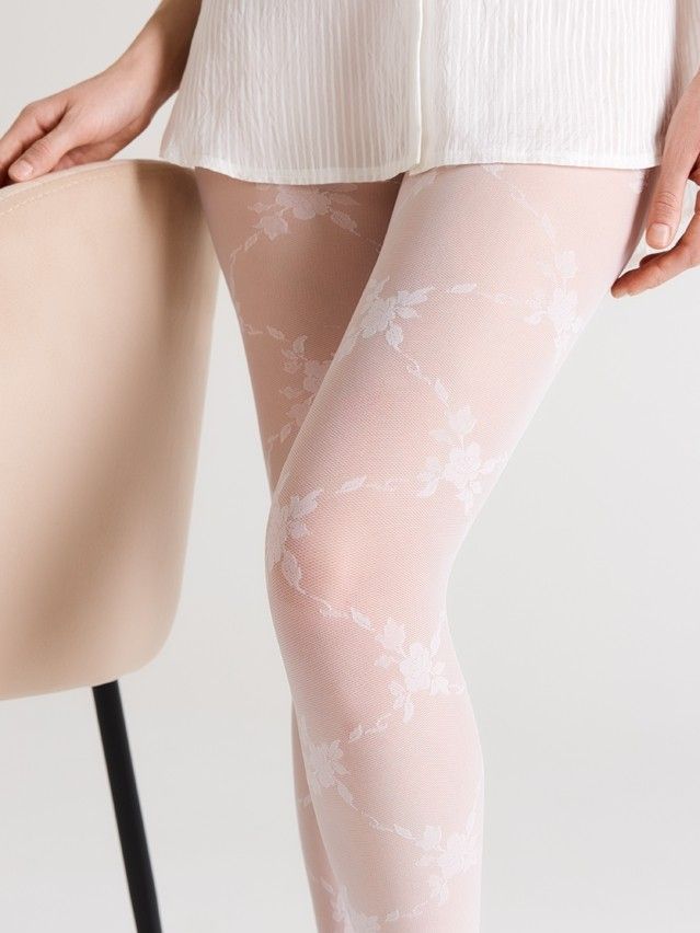 Women's tights CONTE ELEGANT FLORES, s.2, bianco - 3