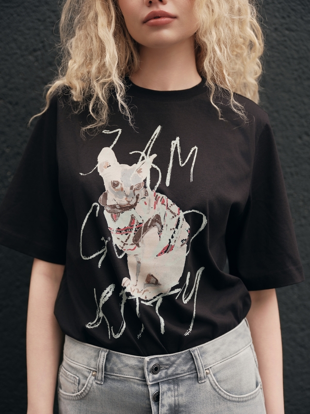 Women's polo neck shirt CONTE ELEGANT LD 3036, s.170-92, black-kitty - 2