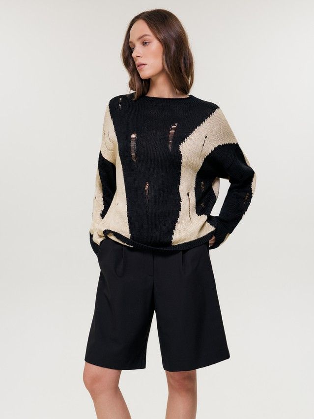 Women's pullover CONTE ELEGANT LDK2552, s.170-84, black-beige - 3
